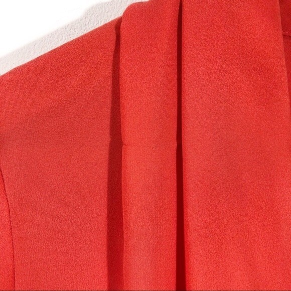 Rose & Olive Coral Split Neck Pleated Blouse - Picture 3 of 7